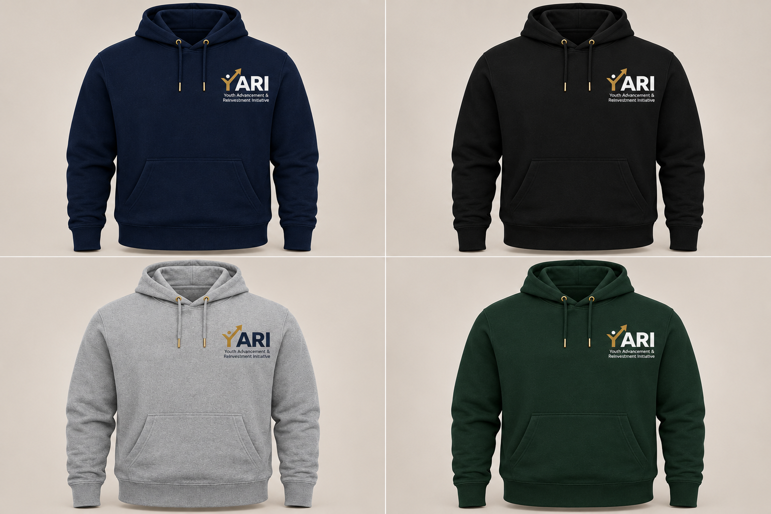 YARI hoodie collection in four colors